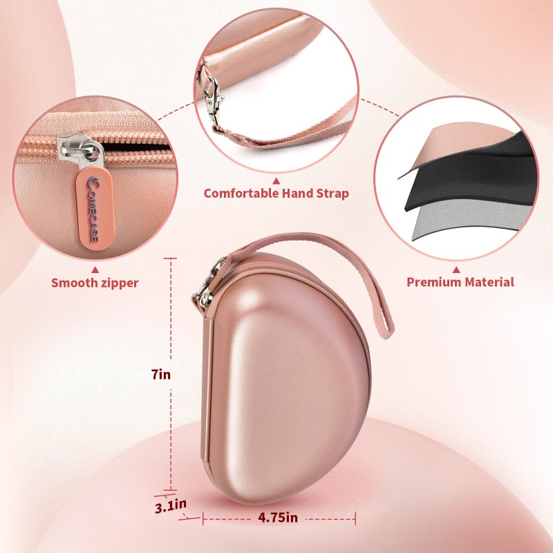 COMECASE Hard Headphone Case for Beats Solo 4, Studio Pro, Solo 3, Solo 2 Wireless - Shockproof Travel Carrying Storage Bag, Semi-Waterproof Protective Box with Mesh Pocket and Hand Strap (Rose Gold) - Image 3